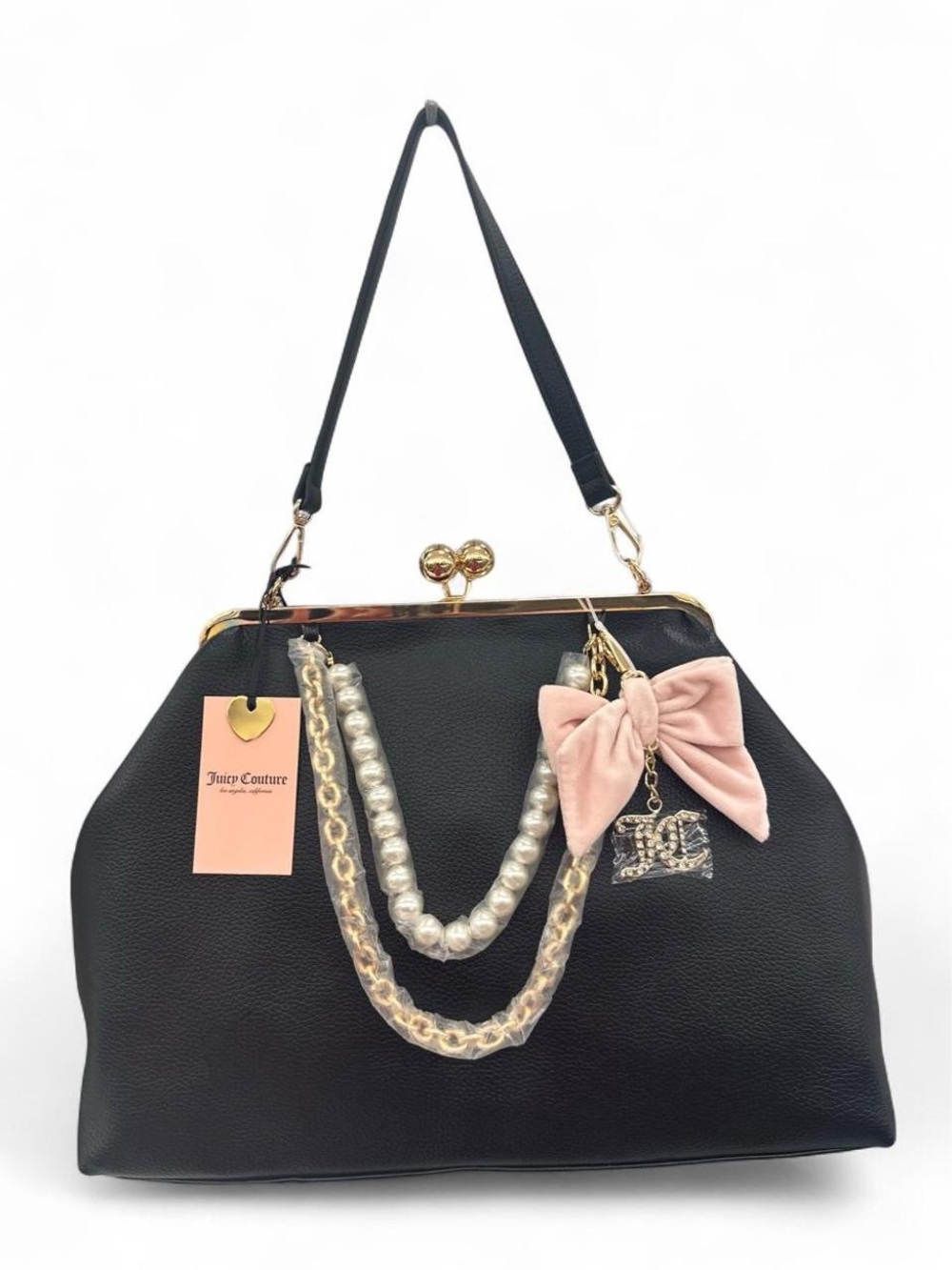 Juicy Couture “Fashion Items Charm Haus Large Frame Clutch” Bag, black